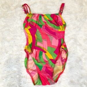 Vintage La Blanca 1990s Neon Barbie One Piece Swimsuit